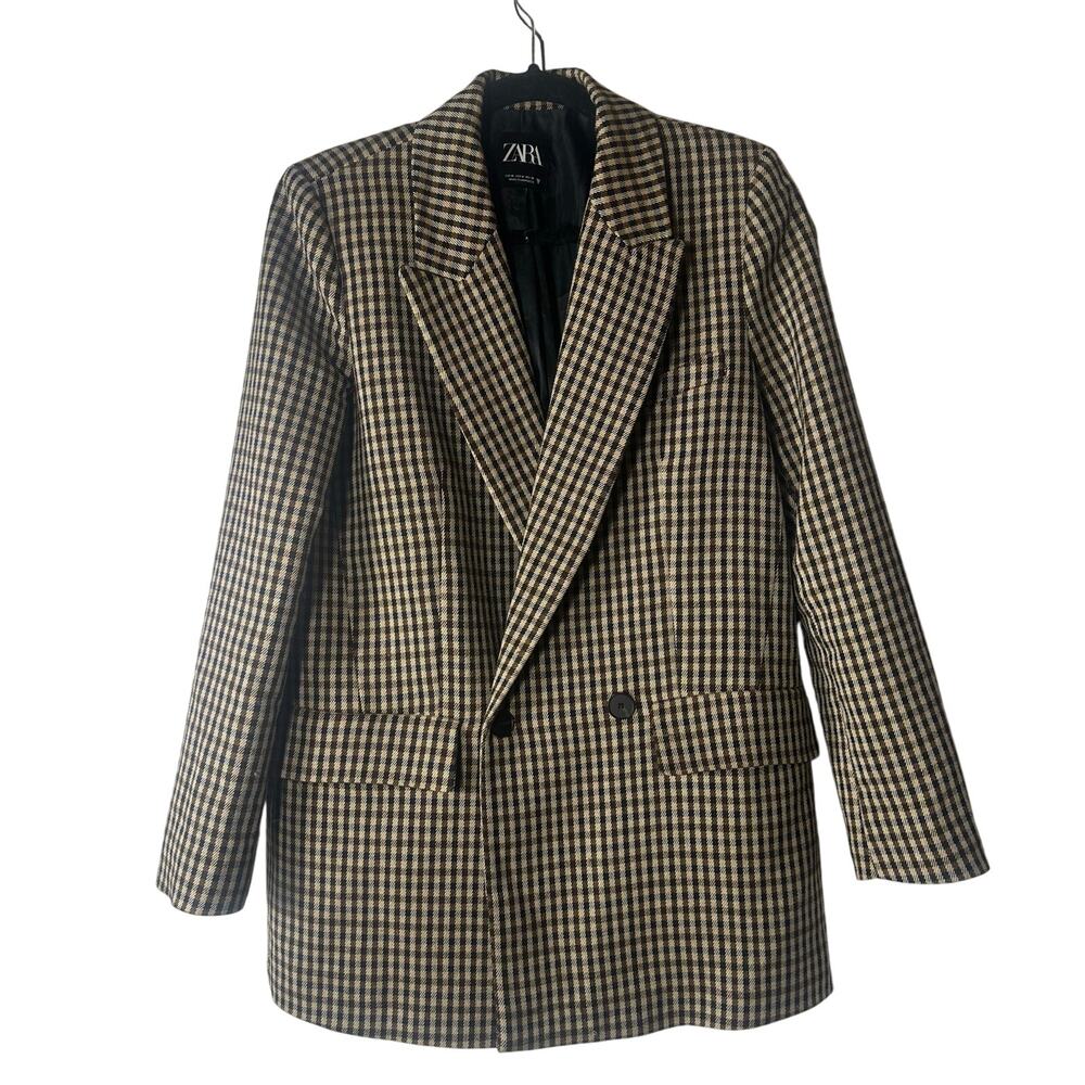 Zara Plaid Blazer Brown Tan
